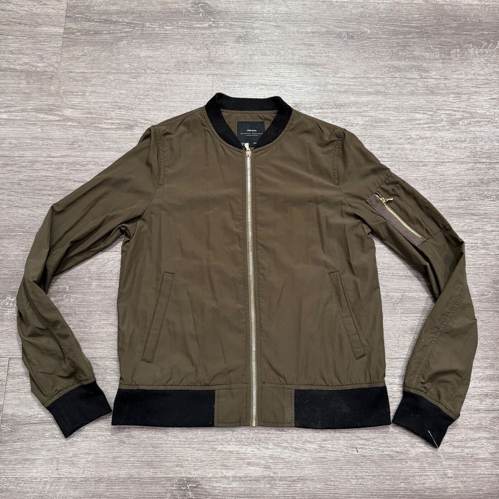 Zara Jacket Womens Extra‎ Small Green Pockets Bomber Basics Herrington Casual